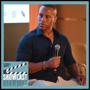 A photo of DeVon Franklin at the 2024 AVP Summit in Reggio Calabria, Italy. DeVon Franklin was interviewed by the TFV Network for its Showcast podcast series.